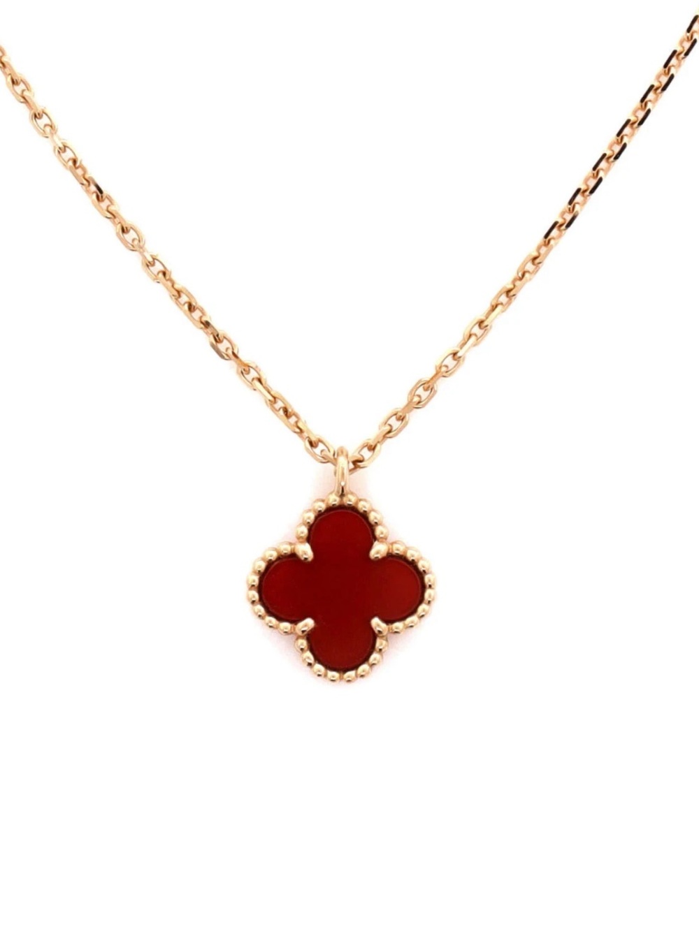 Van Cleef & Arpels Sweet Alhambra Pendant Necklace 18K Rose Gold and Carnelian